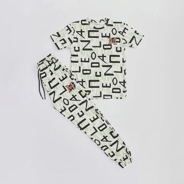 تيشيرت نص كم وبنطلون لياقه كوريشه اولادي بسكوته الوان متعددة صيفي من فرعون - 5106